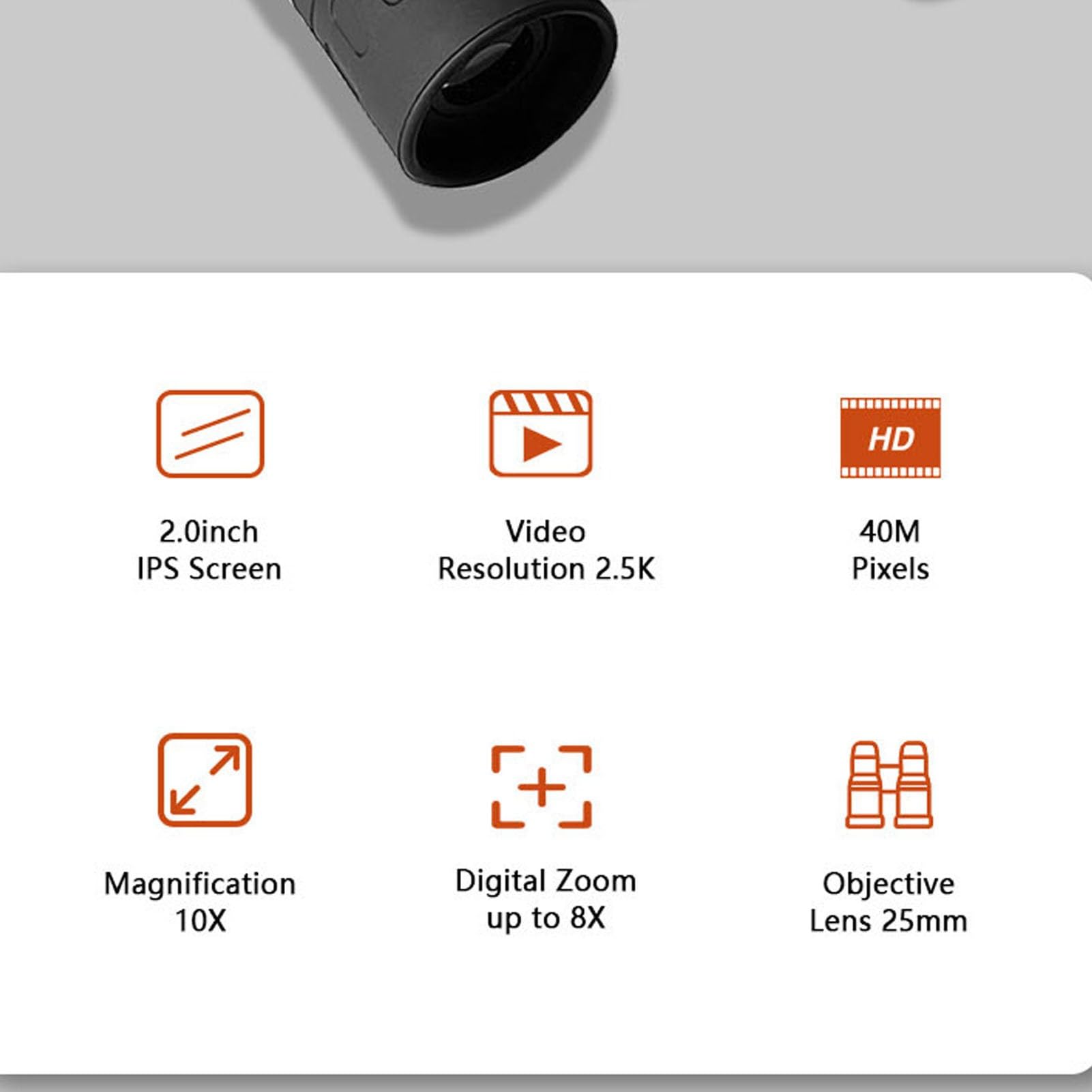 Prismáticos Digitales LCD de 2 Pulgadas con Cámara para Adultos, Grabador de Fotos y Vídeo de 1280 X 1080 de 5 MP, Carga Tipo C, para Observación de Aves, Caza, Conciertos y