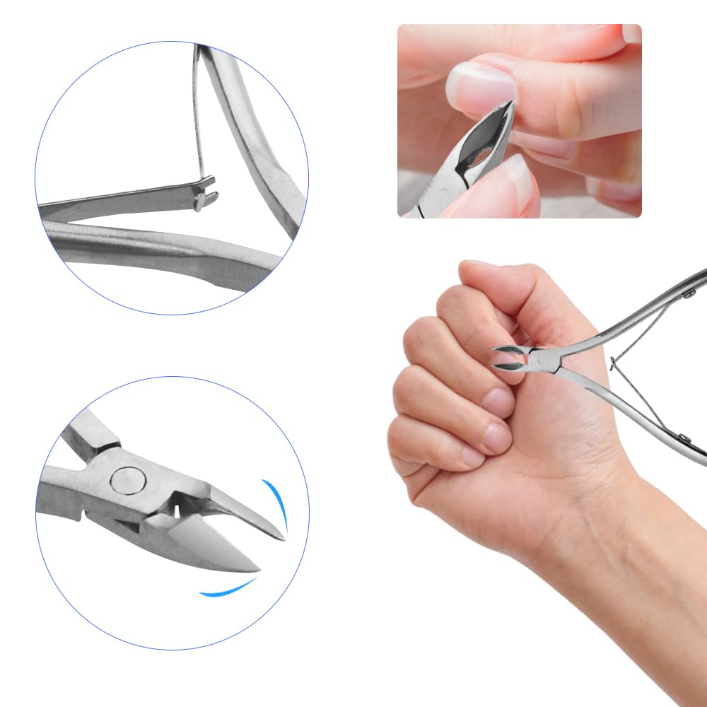 TOVOT 7 pièces Coupe-Cuticules Set d'élimination des Cuticules Kit coupe-cuticules en acier inoxydable Outils pour enlever les cuticules