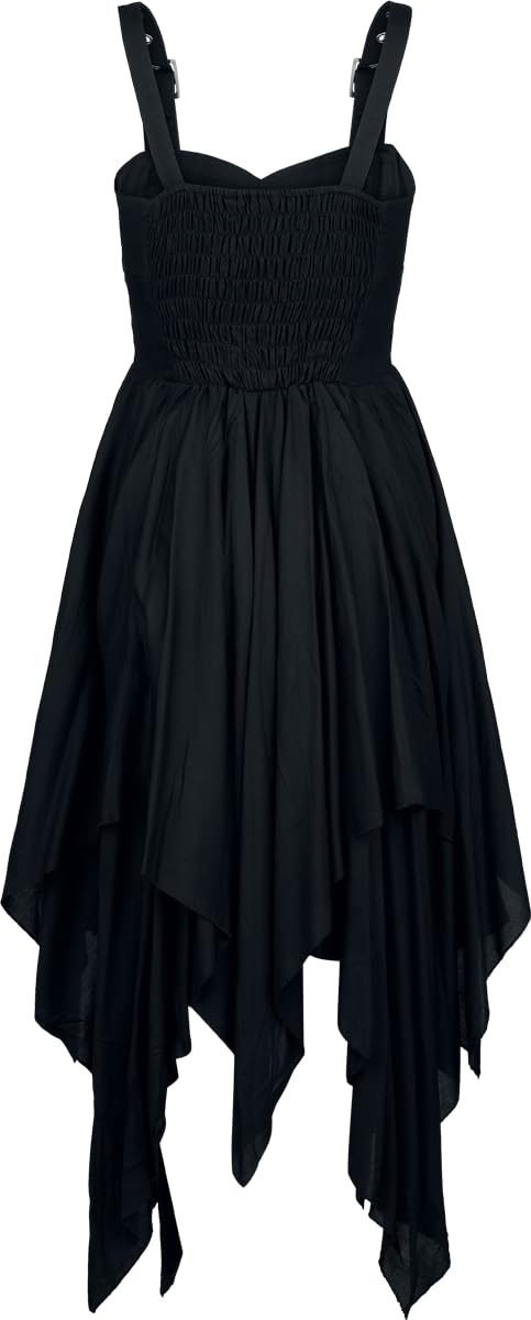 Gothicana by EMP Damen schwarzes mittellanges Kleid mit Schnallen