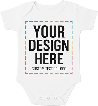 PIVOI Personalized Custom Kids Baby Romper Onesie T-shirt Bodysuit Add Your Own Text Image Photo of Boy Girl 100% Polyester White