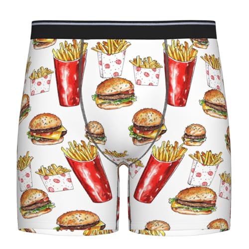 YSBKN Burger Fries Coke Mens Underwear Stretch Breathable Boxer Briefs Novelty Gifts Large