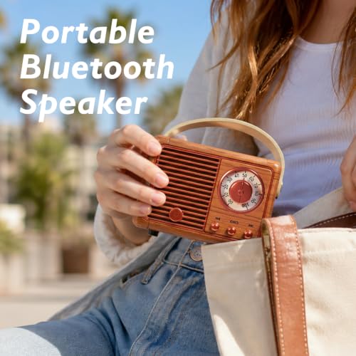 Image of Dosmix Retro Bluetooth Speaker,Vintage Decor,Small Gift for Women Men Teens | Cute old fashion style for kitchen desk bedroom office party outdoor kawaii accessories gifts for women teen girls