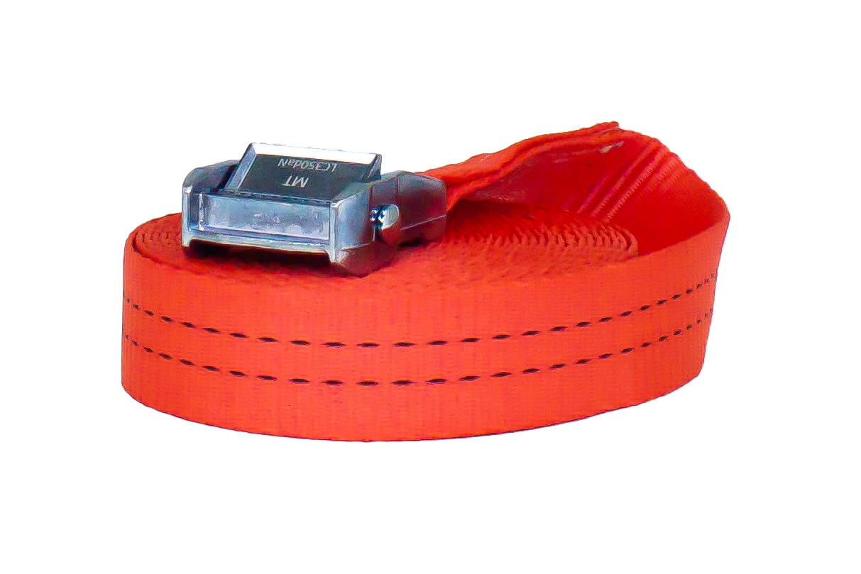 Klemmschlossgurt 35 mm | Länge 6,0m | einteilig | Set | LC 700 daN | Farbe rot | Klemmschlossgurt zur Ladungssicherung | für LKW, Anhänger und Kleintransporter (10)
