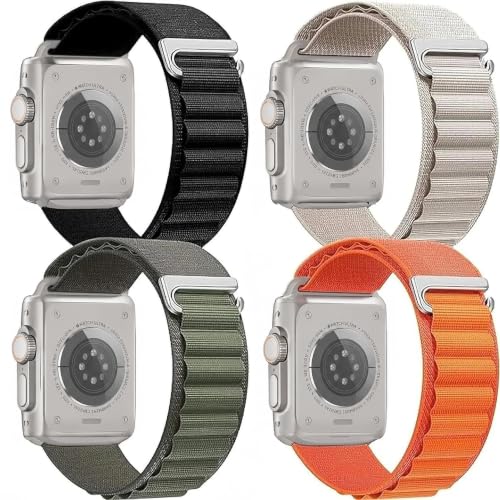 Image of Sounce Trail Loop Nylon Watch Band with G-Hook for 49mm 45mm 44mm 42mm | Soft Stretchy Sport Strap | Ultra 2 Ultra Series 8 7 6 5 4 3 SE | Men Women | Set of 4