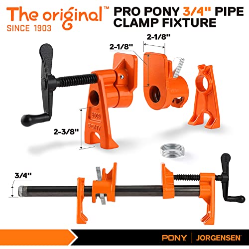 Image of PONY PRO 2-Pack Heavy-Duty Wood Gluing Pipe Clamp Fixture for 3 /4 Inch Black Pipe