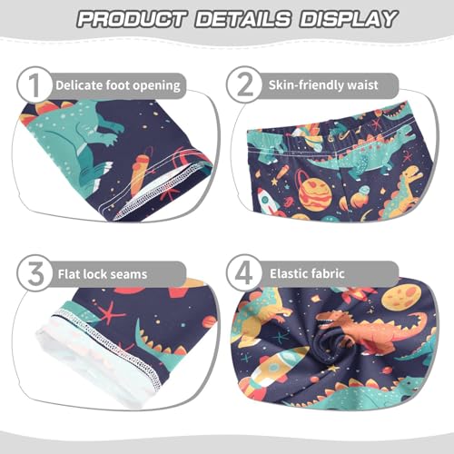 Wusikd Dinosaurs Floating Girls' Leggings Toddler Doodles Space Planets Rocket Kids Yoga Pants Dance Active Tights 4T3
