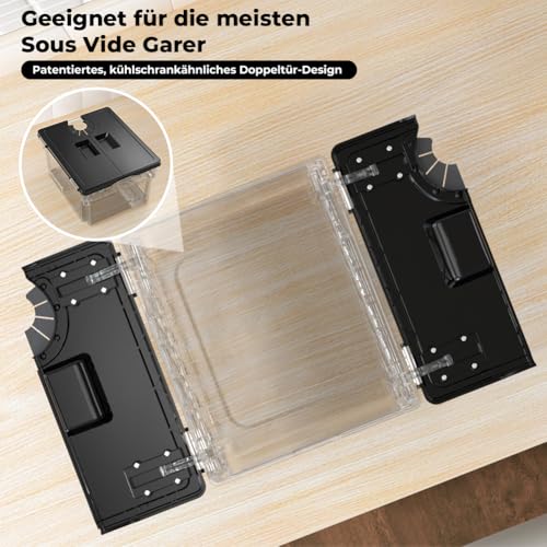 Sous Vide Behälter mit Deckel Sous Vide Container mit Rack 11L für Sous Vide Stick Garer Mehrere Marken Geeignet Multifunktionaler Doppeltür Durchsichtig Polycarbonat Frei von BPA