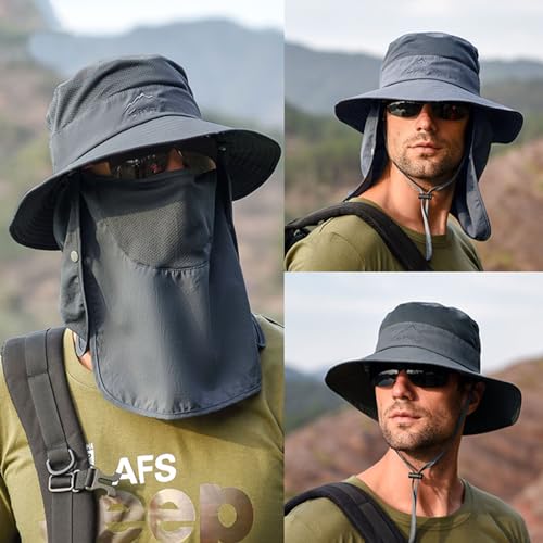 Image of Sun Hats for Men Women Fishing Hat UPF 50+ Breathable Wide Brim Summer UV Protection Hat