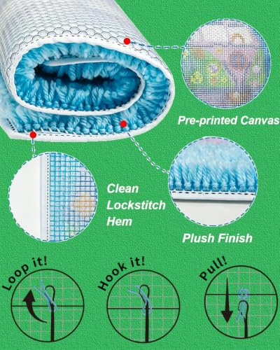 Image of Latch Hook Kits for Adults Beginners, Rug Hooking Kit 30*30cm Small Home Decor Rugs Making Kit with Crochet Tool & Precut Yarns and Coded Canvas Christmax Halloween Craft Gifts for Women Mom