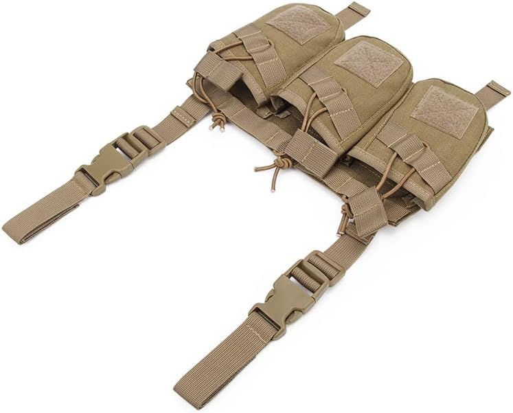 Tactical AK Triple Magazine Pouch with Chest Rig Strap Camouflage Cartridges Clip Ammunition Carrier Ammo Holder Outdoor Airsoft Shooting Gear Molle Combat Bag Vest Accessory