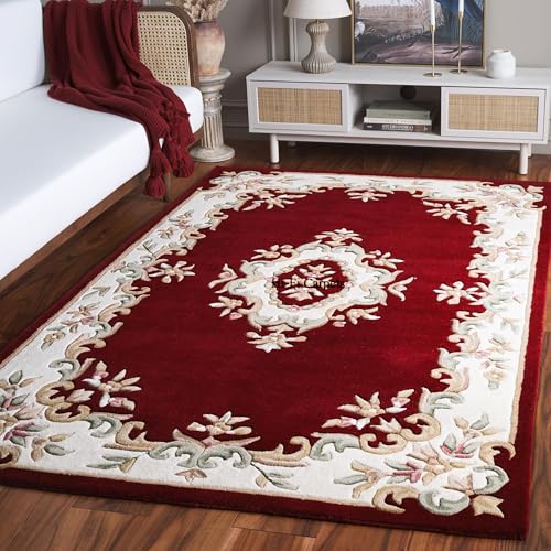 Image of 8x12 Ft Wool Tufted Carpet - Extra Large Handmade Wool Rug for Spacious Bedrooms & Living Rooms