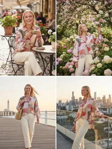 Image of Leriya Fashion Tops for Woman | Casual Top for Women Stylish Western Outfit | Collared Button Shirt for Women Oversized | Girls Professional Shirt for Office and Daily Outfit