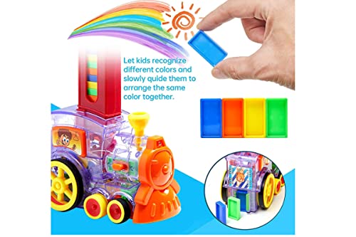 Image of Domino Train Set Kids Sound Light Automatic Laying Domino Brick Colorful Dominoes Blocks Game Toys Set Children Educational Train Toy Gift for Boys Girls