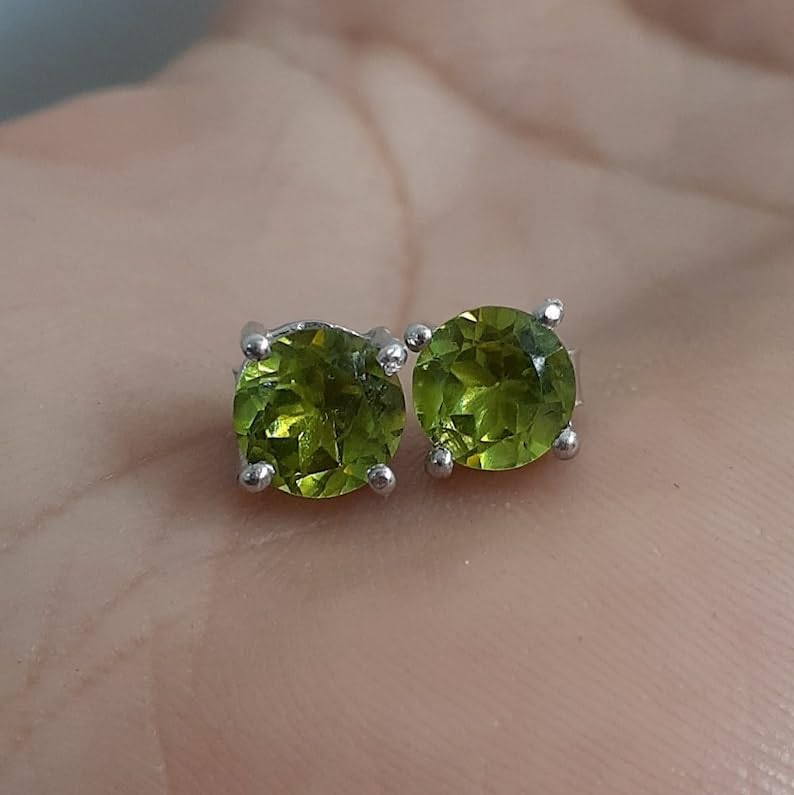 Boucles d'oreilles en péridot naturel argent 925 pour femme LKSTD_0166 - 3