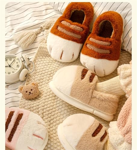 Cat Paw Slippers - Unisex Adults & Kids - Beige - Slip-On - Plush & Memory Sponge Interior - Anti-Slip EVA Sole - Washable - Home Slippers2