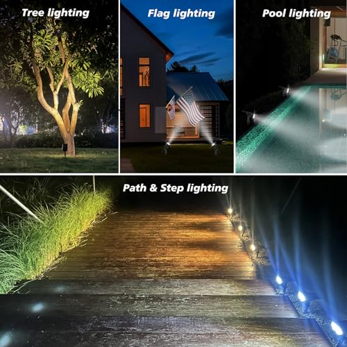 FOSUNKER All-New Solar Spot Lights Outdoor Waterproof，20 LEDs Solar Flag Light with 2 Modes,Landscape Spotlights for Pathway, Patio, Garden, Trees,Flag,Pool (2 Pack,White Light)