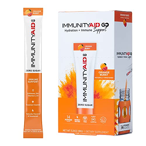 Image of LIFEAID IMMUNITYAID GO! Zero Sugar Immunity + Hydration Packet, Vitamin C, Echinacea, Zinc, Astragalus Root, Keto-friendly, Vegan & Gluten-Free, 5 calories, Naturally Sweetened, No Caffeine, 14 Pack