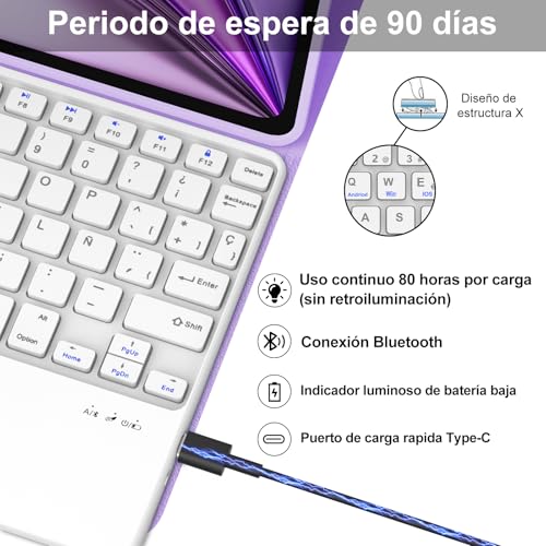 Teclado para iPad Air 11 M4 funda con trackpad español Ñ bluetooth magnética 4