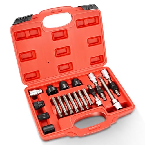 Auto Dynasty Premium 18PC Alternator Freewheel Pulley Removal Set for Audi, BMW, VW & More | Chrome Vanadium Steel Construction