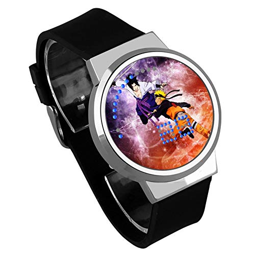 Relojes para niños, Naruto Sasuke Naruto Escriba Relojes Individuales creativos de luz Nocturna a Prueba de Agua con Pantalla táctil Kakashi Kalein LED con Rueda-Ojo, C