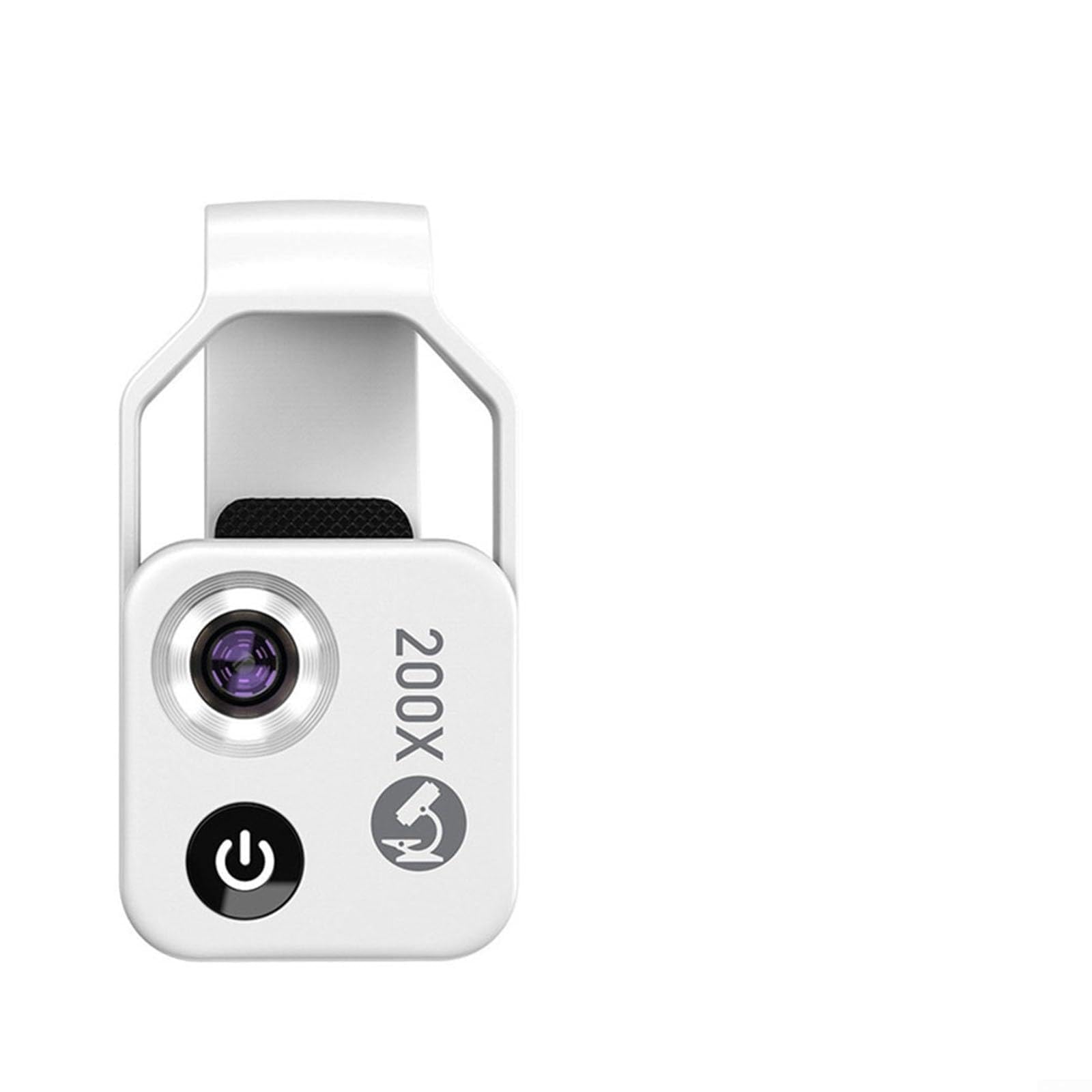 Microscopio portátil de 200X para smartphone, lupa HD con luz LED, carga USB-C para joyas (blanco)
