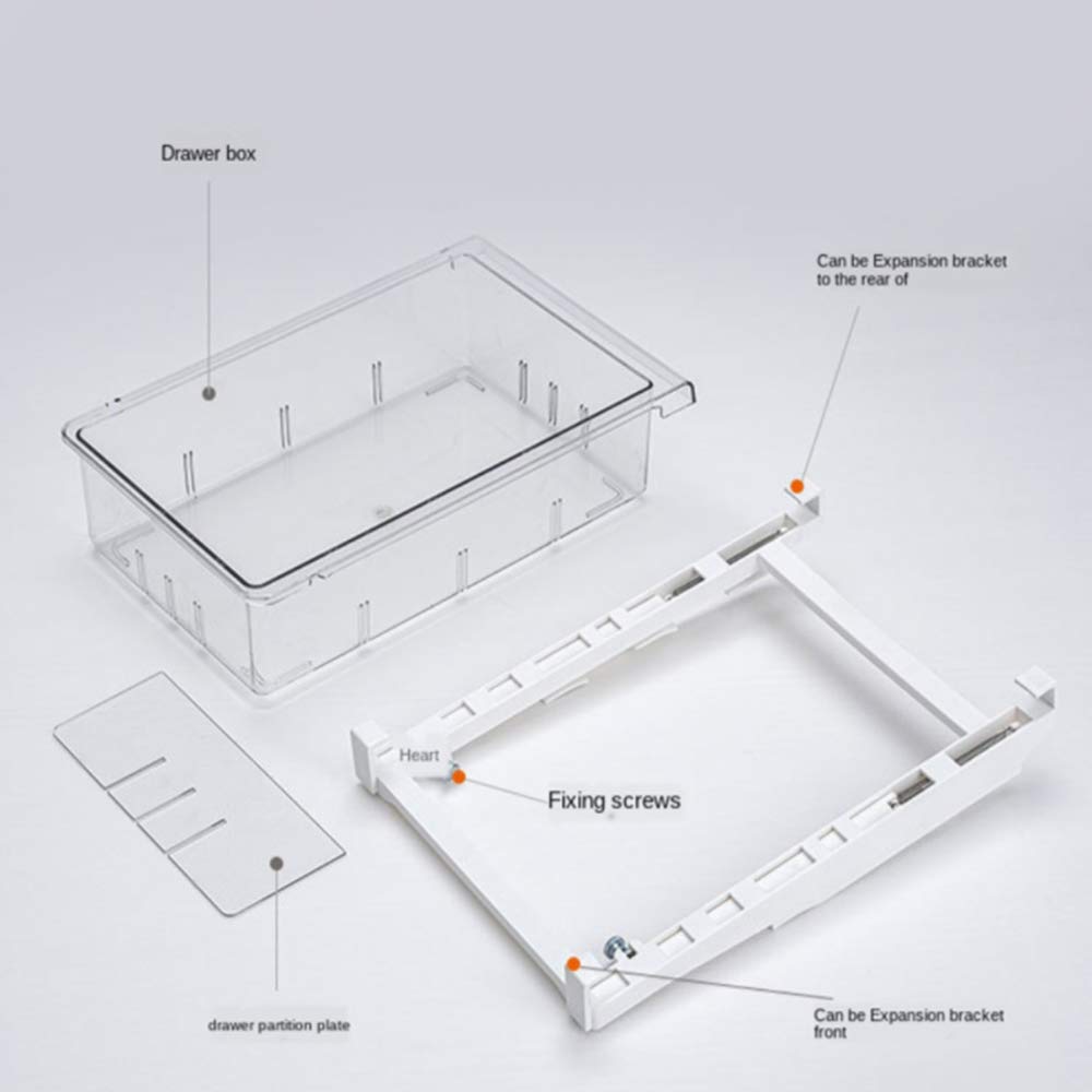 Frigorifero Organizer Bin, Contenitore di stoccaggio Frigorifero Trasparente con 4 scaffali, a Misura pareti divisorie 30-44 cm, Soluzione per la Cucina salvaspazio per la freschezza degli Alimenti e
