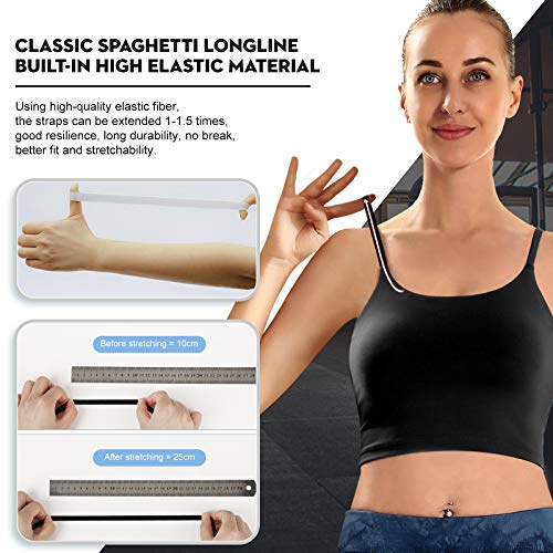 ECOPARTY Sports Bras for Women Quick Dry Padded Workout Crop Cute Tank Tops Camisole Yoga Fitness Running Gym Black - Thumbnail 2