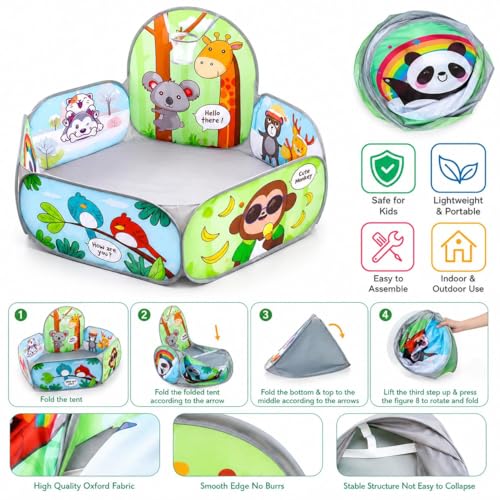Image of Magicwand X-X-Large Size Mesh Multi-Colored Cartoon Theme Pop-Up Activity Basket Ball-Pool with【50 Balls】【Age Upto 3 Yrs】
