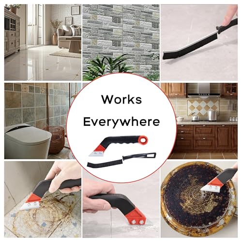 Grout Removal Tool Kit - 2 Scrapers, 6 Blades & 2 Cleaning Brushes for Tile Grout Cleaning, Grout Scraper Tool for Bathroom, Kitchen, Floor Tiles - Durable & Easy to Use - Image 5