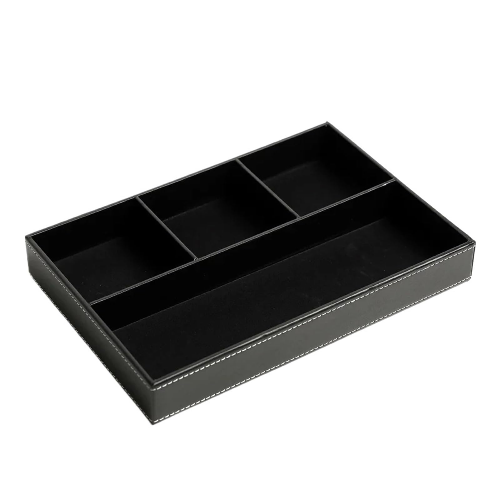 Contenedores de almacenamiento gran capacidad, caja for mandos a distancia, organizador cuero PU, bandeja, llaves, suministros oficina Para Sala De Estar(Black)