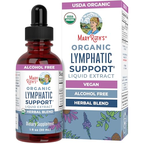 Image of MARYRUTH'S Lymphatic Support Liquid Drops USDA Organic | Herbal Blend with Echinacea & Elderberry | Blue Vervain | Vegan | Alcohol-Free | Non-GMO | 30 Servings