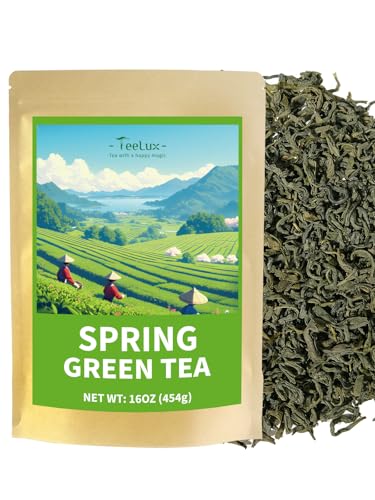 Image of TeeLux Early Spring Green Tea Loose Leaf, Fresh & Mellow Taste, 16 oz
