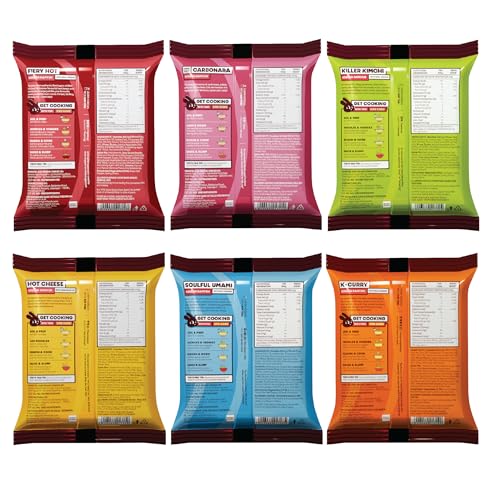 Image of GIMI GIMI - Weely combo of pack of Fiery Hot, Killer Kimchi, K-curry, Hot Cheese, Carbonara, and Soulful Umami | Veg Korean Noodles | Authentic Korean-Style Instant Noodles