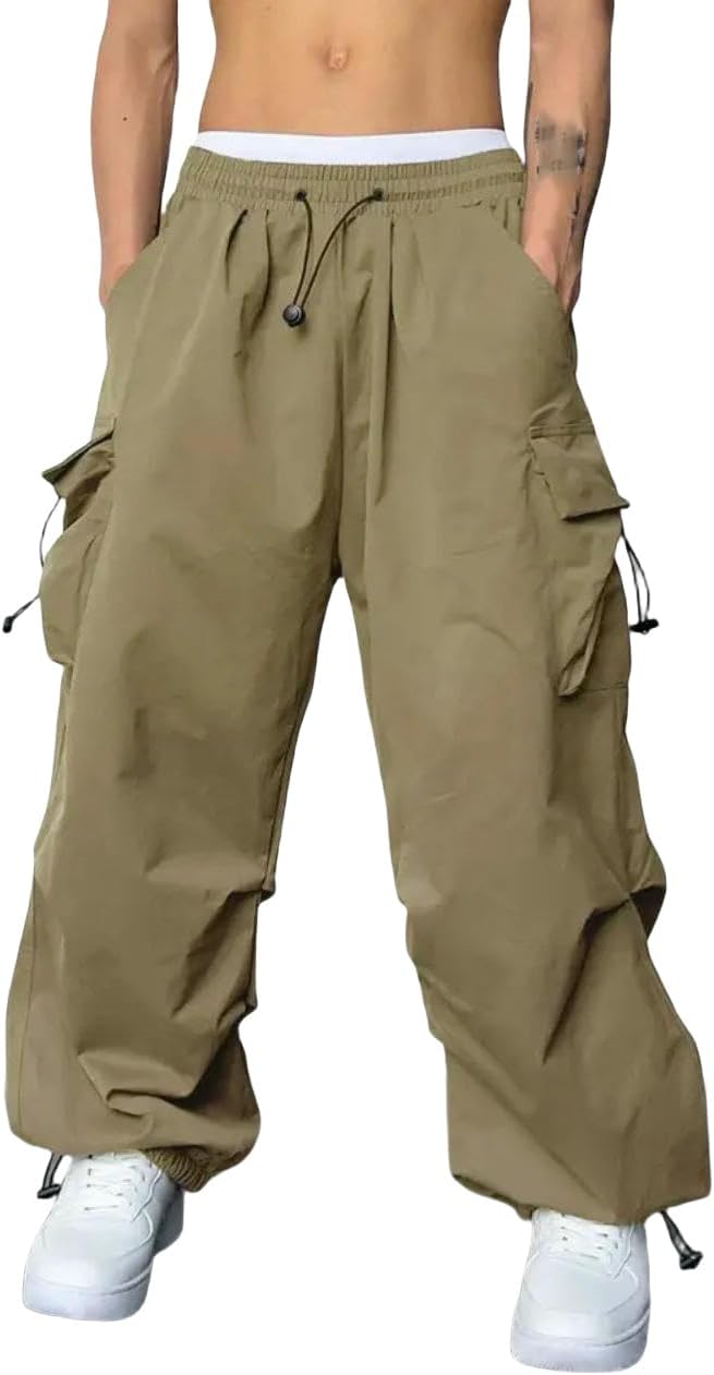 JYHBHMZG Women's Summer Thin Wide Leg Cuffed Hem Street Dance Cargo Pants Long