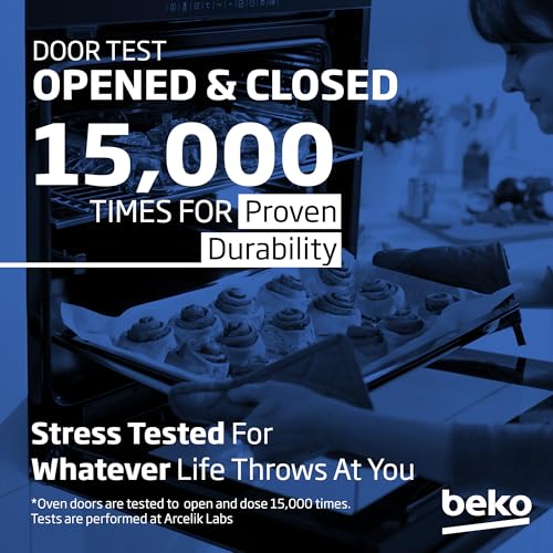 Foto von Beko FSM67320GXS b300 freistehender Herd mit Glaskeramik-Kochfeld, 72 l Volumen, 60 cm Breite, Multifunktionsofen, SteamShine, LED-Display, 8 Heizarten, herausnehmbare Seitengitter, Edelstahl