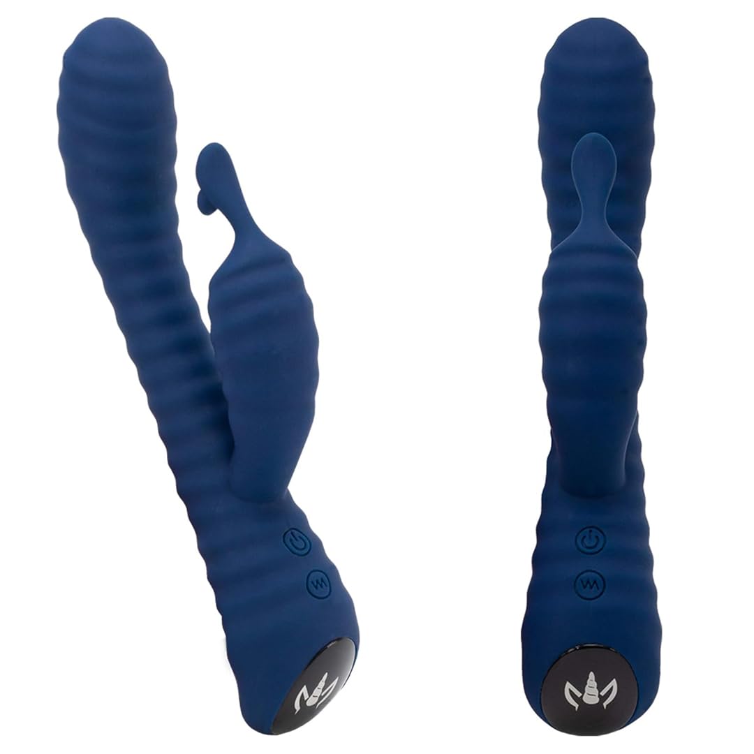 Kanddid - Vibratore per coniglio a coste | piacere interno ed esterno con 9 motivi di vibrazione | impermeabile e senza fili | blu