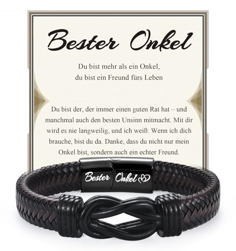 EPVID Onkel Geschenk Bester Onkel Armband Geschenke für Onkel zum Vatertag Geburtstag Weihnachten Herrentag Geschenkideen für Onkel von Nichte Neffen