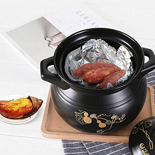 CTCOIJRN Kasserolle mit Deckel, Bratpfanne – großer runder Steingut-Keramiktopf, Doppelgriff, schwarz(2.3L) 6 CTCOIJRN Kasserolle mit Deckel, Bratpfanne – großer runder Steingut-Keramiktopf, Doppelgriff, schwarz(2.3L)