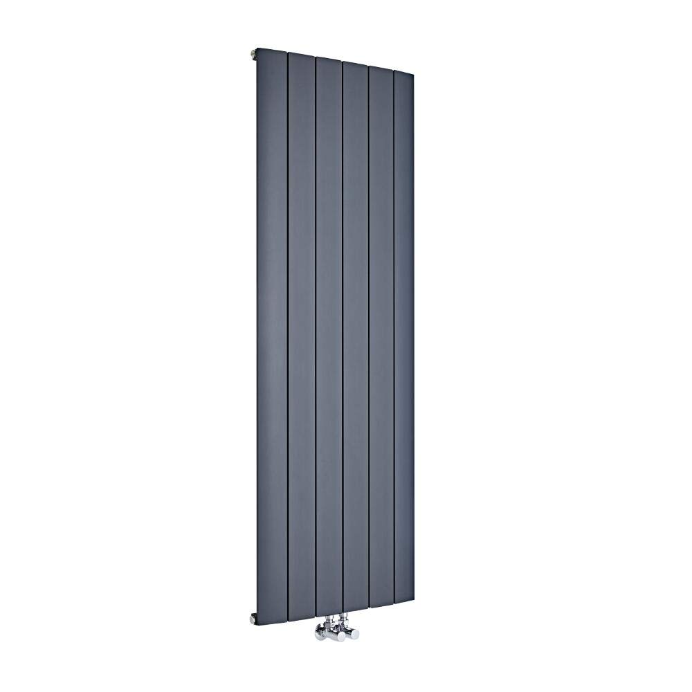 Milano Anthracite Skye Vertical Single Flat Panel Aluminium Radiator - 1600Mm X 565Mm