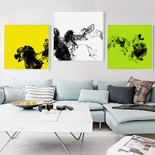 Peinture Undercurrent abstrait ensemble 3 toiles 40x40cm pour habiller un mur blanc de chambre