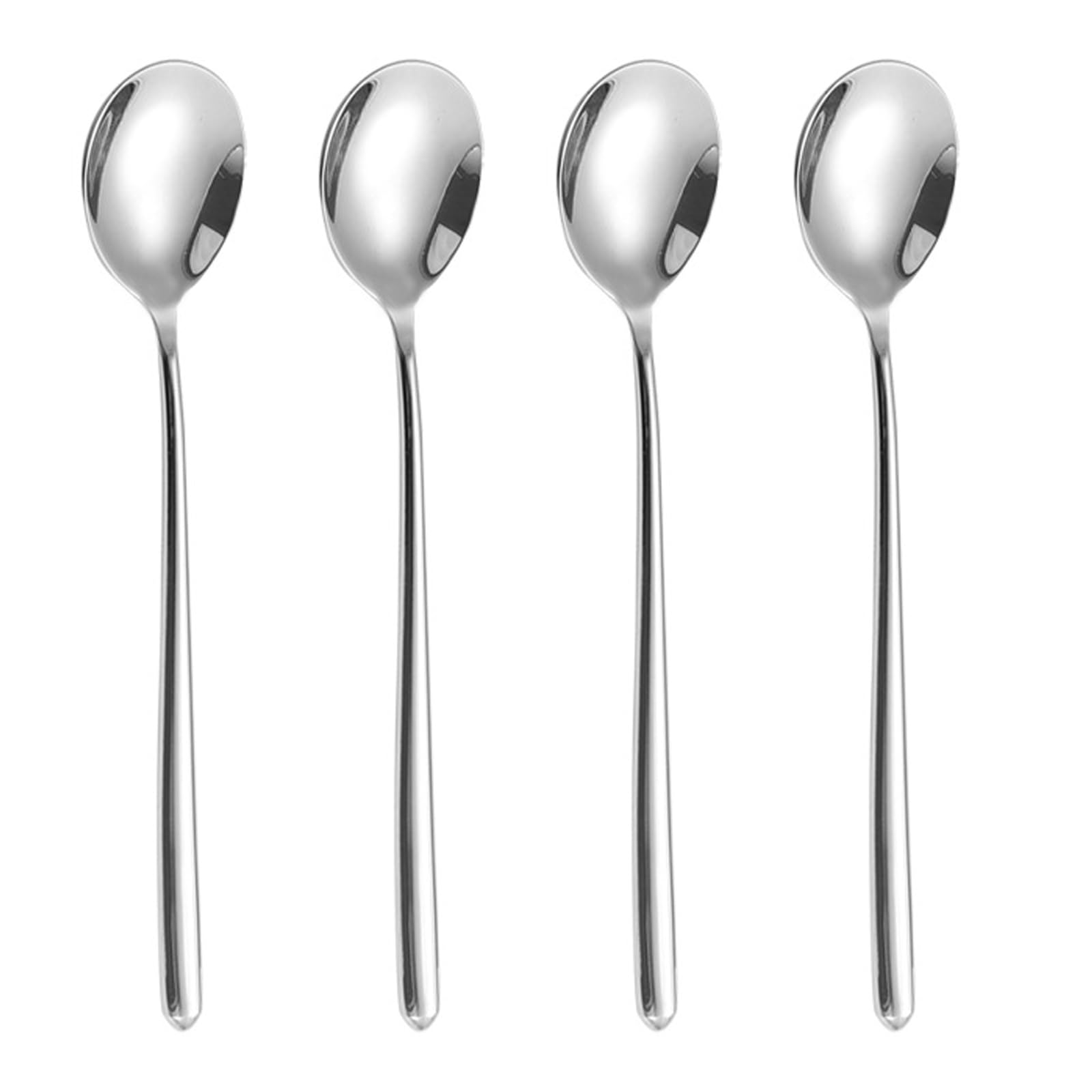 Korean Soup Spoons, 304 Stainless Steel Hollow Round Handle Spoons, 8.7 Inch Long Tablespoon for Coffee, Desserts, Silver, Set of 4
