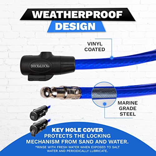 Dockslocks Anti-Theft Weatherproof Straight Security Cable With Key Lock For Kayaks, Bicycles, Paddleboards, Equipment And More 15Ft #TOP3