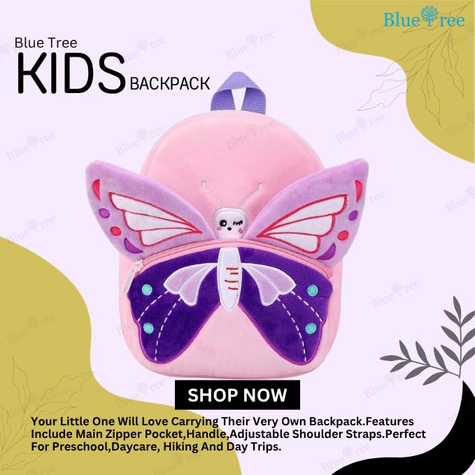 Image of blue tree Cute Kids Backpack Toddler Bag Plush Animal Cartoon Mini Travel Bag for Baby Girl Boy 1-6 Years, Ideal for Gifting for Kids