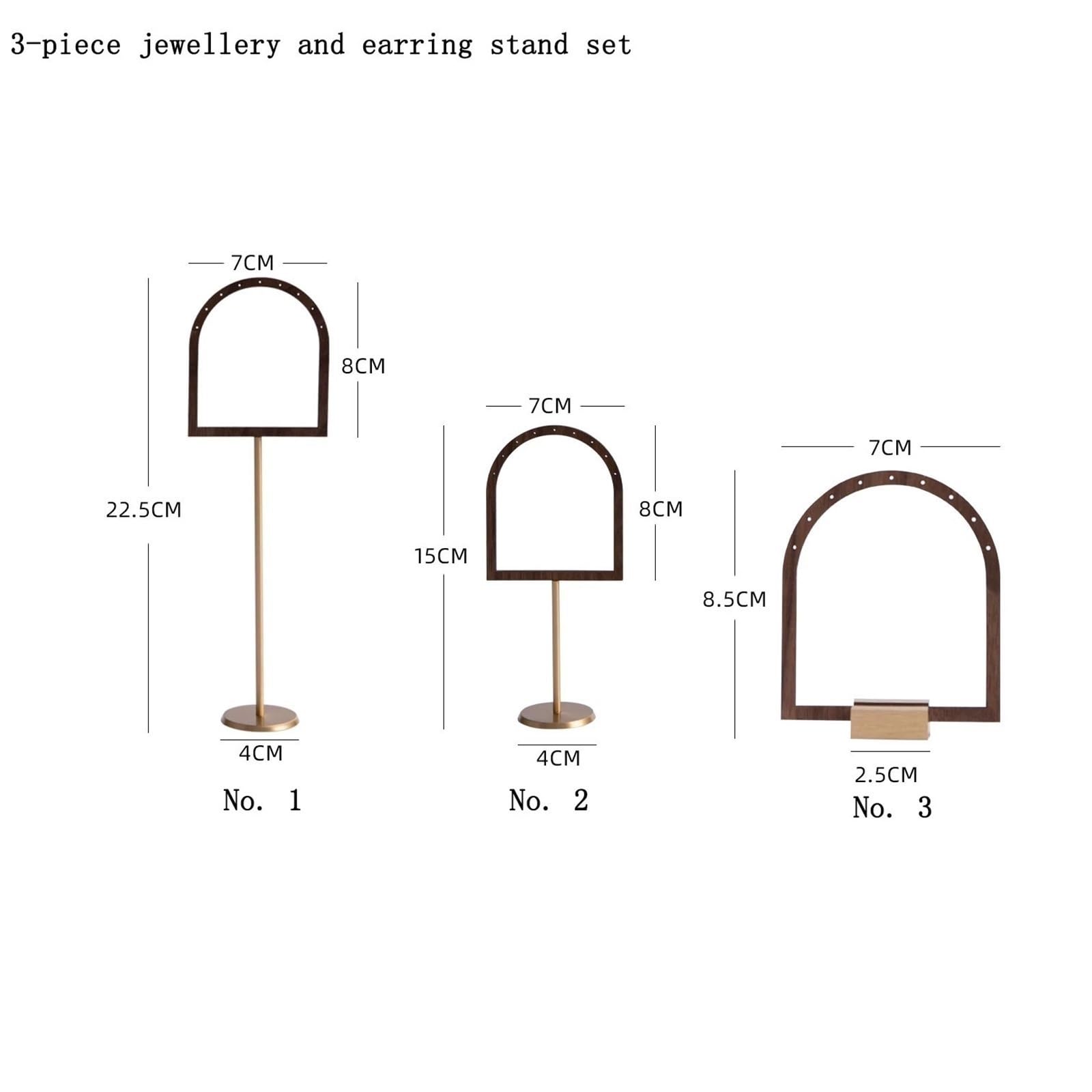 Estetyka 3 Pack Multi Height Wooden Metal Earring Display Stands