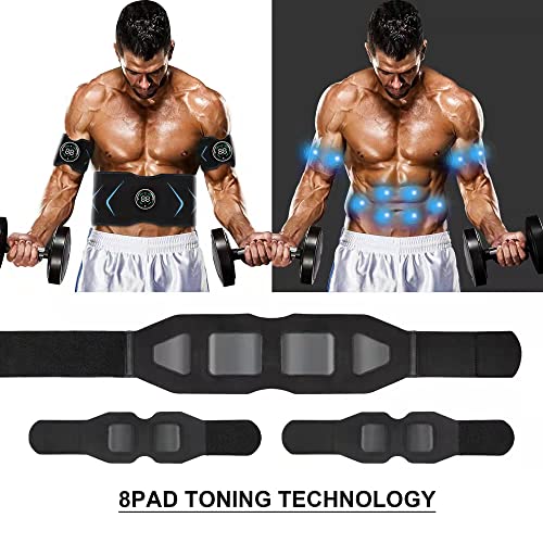 Redmione.j Abs Stimulator Toning Belt,Ab Machine Muscle Toner,Abdominal Training Belt Workout Portable Fitness Equipment Office Home For Abdominal Arm & Leg 10 Modes 39 Intensity Levels No Gel Pads #TOP5