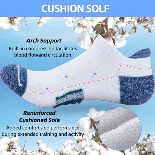 Image of ATBITER Women's Ankle Socks Cushioned Running Athletic No Show Socks-6Pairs | Ladies Low Cut Short Workout Gym Socks With Tab Non Slip for Yoga Pilates Casual Dress Flats Sneaker Shoe Size 6-8 /8-10 /10-12