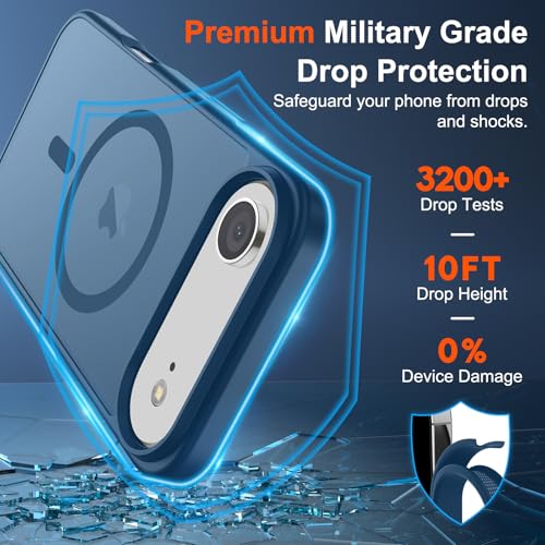 Image of SUPFINE Magnetic for iPhone Air Case (Compatible with MagSafe)(Military Grade Drop Protection) Slim Translucent Matte Shockproof with Anti-Fingerprint Phone Cover for 17 Air,Deep Blue