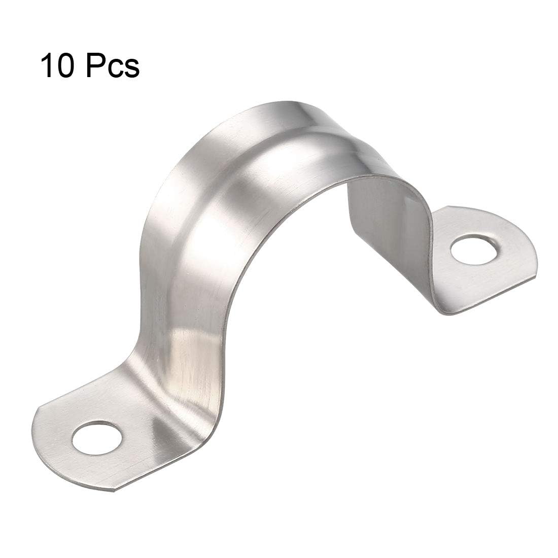 TA-VIGOR 10Pcs Rigid Pipe Straps, 32mm 2 Holes Stainless Steel Tension Tube Clip Clamp - Image 3