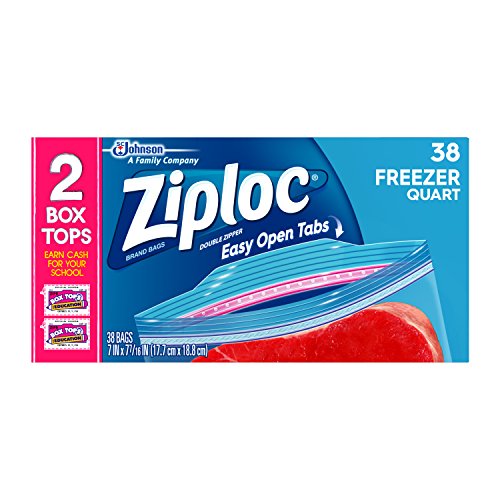 Ziploc Freezer Bag, Quart Value Pack, 38 Count (Pack of 3)