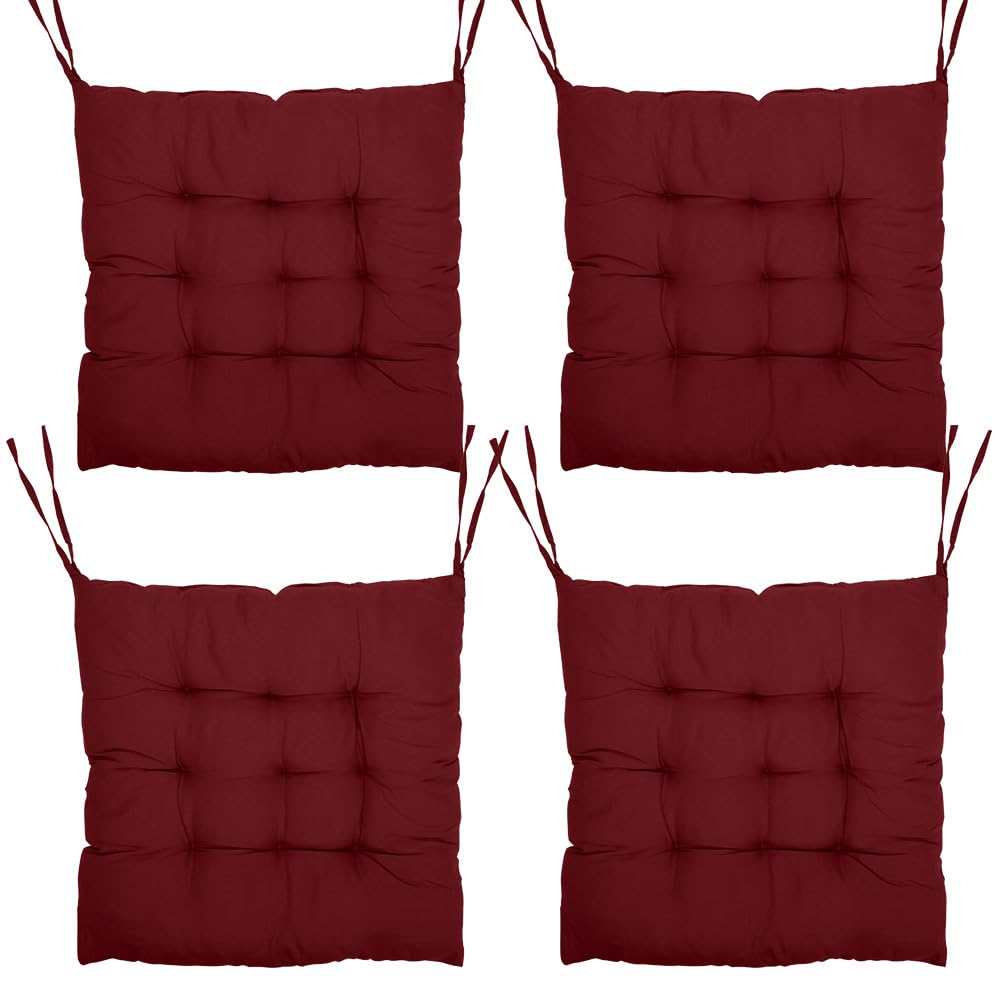 Tutamaz Lot De 4 Coussins De Chaise 40x40cm Avec Sangles - Coussins Intérieur Extérieur Gris